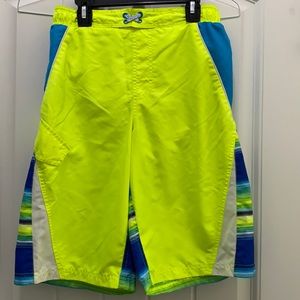 OP. Swim trunks, yellow, blue and green